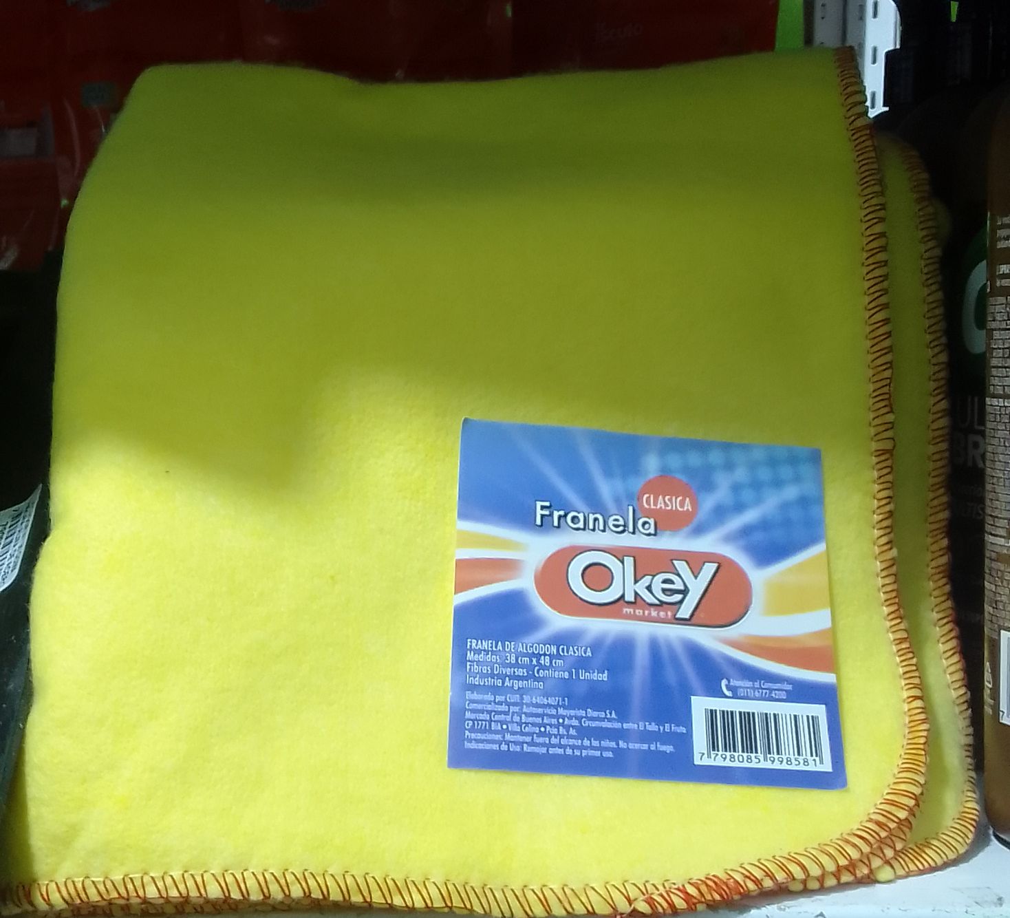 Producto placeholder de Franela amarilla okey 38x48