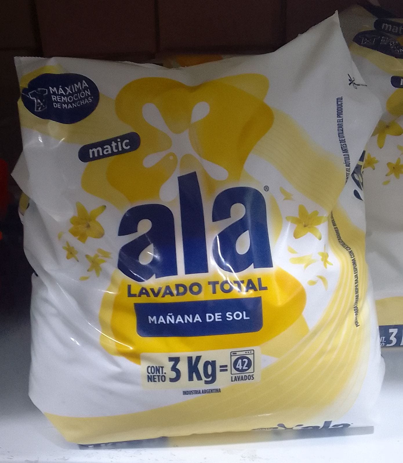 Producto placeholder de Jabon en polvo ropa Ala matic mañana sol 3kg